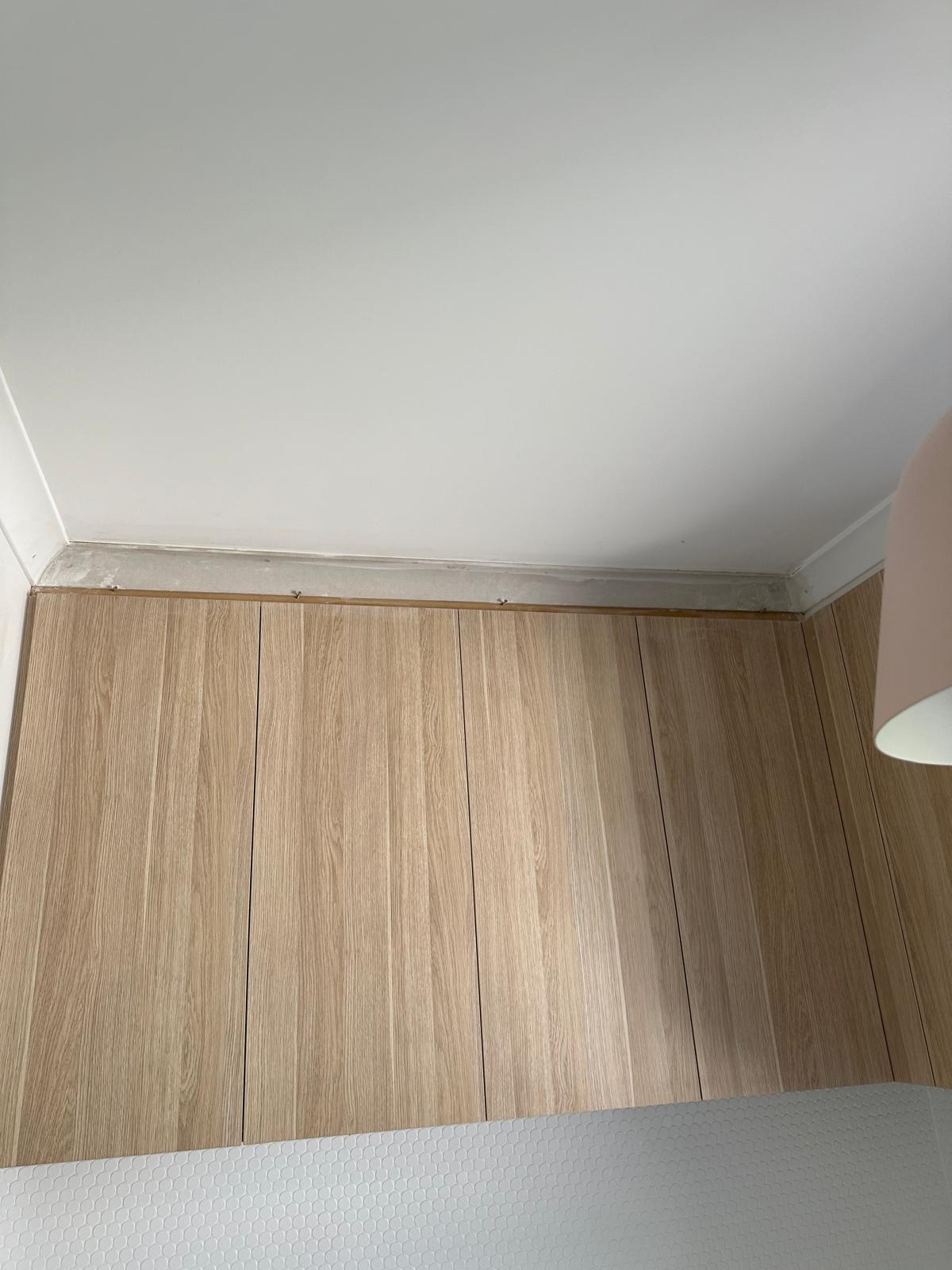 Cornice installation and ceiling repair preparation